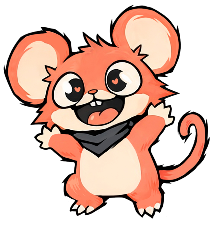 A happy orange mouse welcomes you